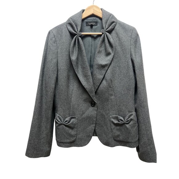 Talbots Gray Wool Ruched Classic Tailored Blazer - Picture 2 of 8